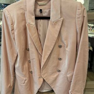 Peach Pink Velvet Blazer from WHBM with Gold Buttons